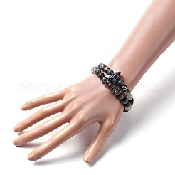 Ensembles de bracelets en perles extensibles en pierre de sang naturelle&nbsp;BJEW-JB05173-04