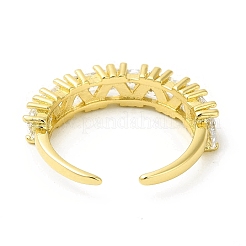 Открытое кольцо-манжета с треугольниками из прозрачного циркония&nbsp;RJEW-H120-06G