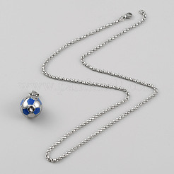 Collier pendentif football en acier inoxydable 304 avec chaînes rolo pour femme&nbsp;NJEW-SZC0003-02P