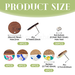 Плоские круглые серьги-гвоздики из орехового дерева&nbsp;MAK-TA0001-24