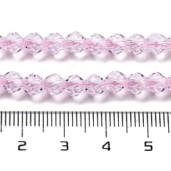 透明ガラスビーズ連売り  多面カット  双円錐形  パールピンク  5.5~6x5mm  穴：1.2mm  約78~79個/連  15.35~15.55''（39~39.5センチメートル）&nbsp;GLAA-A014-03N