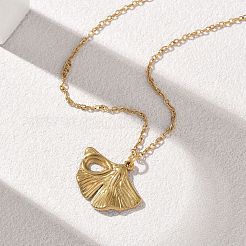 Colliers avec pendentif feuille de ginkgo en acier inoxydable 304&nbsp;SA-CBA5A8D-05G
