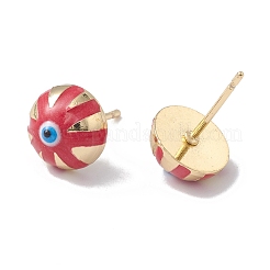 Эмалированные полукруглые серьги-гвоздики с эффектом сглаза&nbsp;EJEW-A093-05G-04