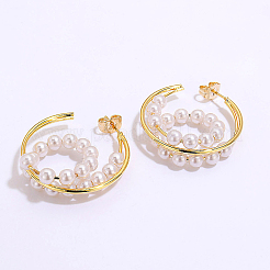 Элегантные модные латунные серьги-гвоздики с имитацией жемчуга в форме спирали&nbsp;SE3359