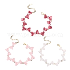 3 шт. браслеты-бантики из двухцветного стеклянного бисера для женщин BJEW-MZ00220