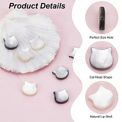 8 шт. 2 вида бусин из натуральной белой ракушки и натуральной черной ракушки-губы&nbsp;SSHEL-HY0001-03