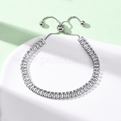 Браслеты-цепочки из нержавеющей стали 304 с прозрачными кубическими цирконами&nbsp;BJEW-G754-03P-01