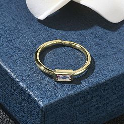 Прямоугольные латунные манжеты со стеклом для женщин RJEW-Z111-05G