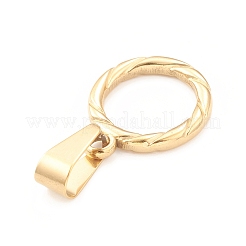 イオンプレーティング（IP）304ステンレスペンダント  ラウンドリングチャーム  ゴールドカラー  19.5x16x2mm  穴：4x8mm&nbsp;STAS-F288-09G