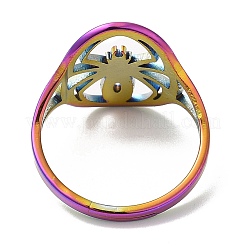 Placcatura ionica (ip) 304 anello regolabile in acciaio inossidabile a forma di ragno cavo per donna&nbsp;RJEW-M149-07RC