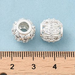 ラックメッキ真鍮マイクロパヴェキュービックジルコニアヨーロピアンビーズ  長持ちメッキ  鉛フリー＆カドミウムフリー  ロンデル  銀  11.5x10.5mm  穴：4.7mm&nbsp;KK-F866-08S