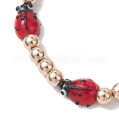 3 шт. эластичные браслеты из бусин в технике лэмпворк и немагнитного синтетического гематита для женщин&nbsp;BJEW-JB12943