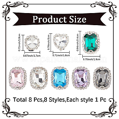 8 шт. 8 стиля железных и стеклянных пряжек для обуви FIND-CP0002-96