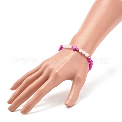 Pulsera elástica con cuentas de turquesa sintética (teñida)&nbsp;BJEW-JB08287-04
