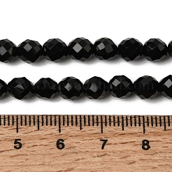 Окрашенные и нагретые нити бусин из натурального черного оникса&nbsp;G-K376-F19-01