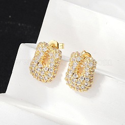 Boucles d'oreilles en laiton avec zircone cubique de micro pave&nbsp;EJEW-Z091-04G-U