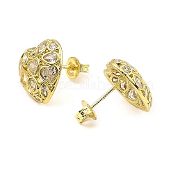 Серьги-гвоздики из латуни с цирконием&nbsp;EJEW-K254-01G