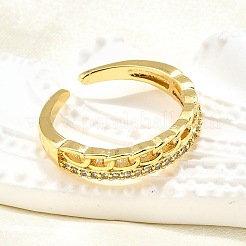 Латунные кольца-манжеты с микропаве и прозрачным цирконием для женщин RJEW-H247-23G