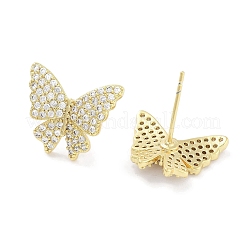 Orecchini a bottone da donna in ottone con micro pavé di zirconi trasparenti&nbsp;EJEW-S217-C02