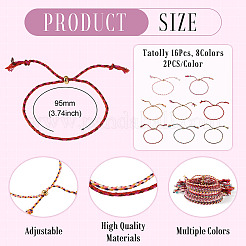 16 bracelet coulissant en cordon de coton macramé 8 couleurs&nbsp;BJEW-TAC0060