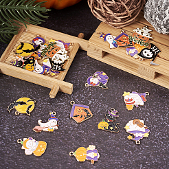 24шт 12 стиля хэллоуин тема сплава эмаль подвески ENAM-TA0001-51