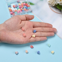 40個8色シェルパウダーレジンビーズ  イヤリング＆ボビーピンアクセサリーのDIY  花  ミックスカラー  9x6mm&nbsp;RESI-CJ0001-144