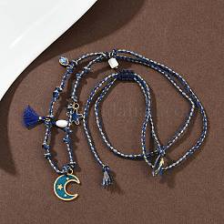 Подвеска в виде луны из нержавеющей стали 304 с синей эмалью NJEW-C093-04G