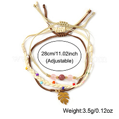 Set di 3 braccialetti in 3 stili diversi con perline rotonde di rodocrosite naturale&nbsp;DI3925-1