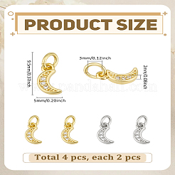 4 шт. 2 цвета латунные подвески с микропаве и кубическим цирконием&nbsp;KK-LP0004-08