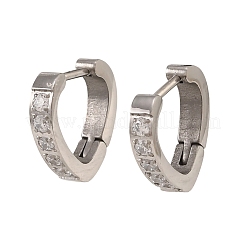 304ステンレススチール製キュービックジルコニアフープピアス（女性用）  ハート  ステンレス鋼色  13x14x3mm&nbsp;SA-CBAF36C-07P