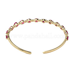 Кубический цирконий плоский круглый открытый браслет-манжета&nbsp;BJEW-N012-032A