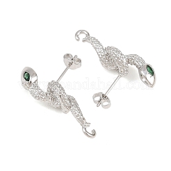 Accessoires de clous d'oreilles en laiton avec micro pavé zircone cubique&nbsp;KK-K340-42P