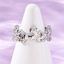 Латунные кольца-манжеты с микропаве и прозрачным цирконием для женщин RJEW-G345-02P