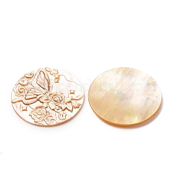 Cabochons sculptés en coquille jaune naturelle&nbsp;SHEL-G024-01B