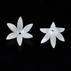 プラスチックビーズ  花  乳白色  14~15x16~17x5.5mm  穴：1mm&nbsp;KY-N015-53
