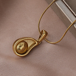 Ожерелья с подвесками в форме капли из нержавеющей стали 304 с искусственным жемчугом и прозрачным стеклом&nbsp;EB8017