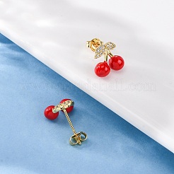 Латунные микро проложить серьги стержня кубического циркония EJEW-D322-05G-02