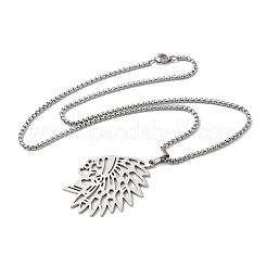 201 ожерелье с подвеской в виде индейского вождя из нержавеющей стали с полой резьбой NJEW-H065-13P