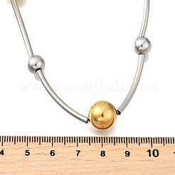 Ожерелья из круглых бусин в форме изогнутой трубки из нержавеющей стали 304 NJEW-R030-01GP