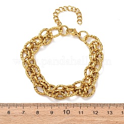 Pulseras de cadena de eslabones ovalados de acero inoxidable 304 martillado para mujer&nbsp;BJEW-F536-03G