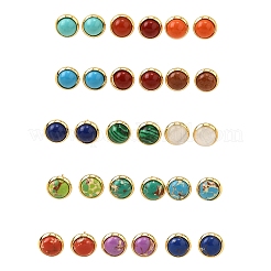 Латунные полукруглые серьги-гвоздики&nbsp;EJEW-Z124-03G