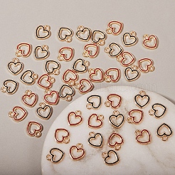 100本2色合金エナメルチャーム  ハート  ライトゴールド  ミックスカラー  12x10.5x2mm  穴：2mm  50個/カラー&nbsp;ENAM-SZ0002-21