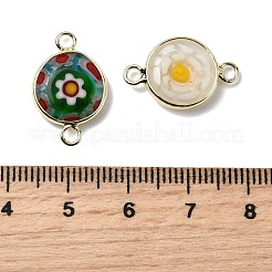 Плоские круглые подвески-соединители ручной работы миллефиори&nbsp;LAMP-D002-02B-G