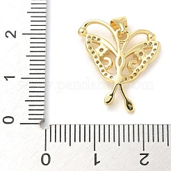 Pendenti con micro pavé di zirconi cubici in ottone placcato a farfalla&nbsp;KK-Z074-72G