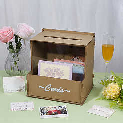 Cajas de madera para tarjetas de boda con ranura&nbsp;CON-WH0112-041