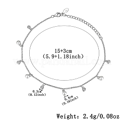 Браслеты-цепочки из стерлингового серебра с кубическим цирконием и круглыми подвесками для женщин SY0568-1