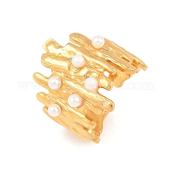 Открытые кольца для манжеты из нержавеющей стали 304 с АБС-пластиком и жемчужным блеском.&nbsp;RJEW-Z137-02G