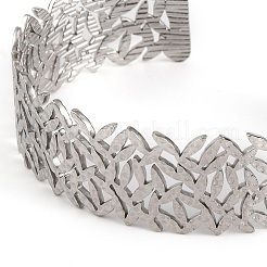 Не тускнеющие открытые браслеты-манжеты из полой листовой нержавеющей стали 304 для женщин&nbsp;LS-BJEW-K241-03D-P