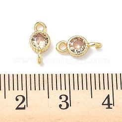 Латунные подвески-коннекторы с плоскими круглыми фианитами&nbsp;KK-P348-11G-04