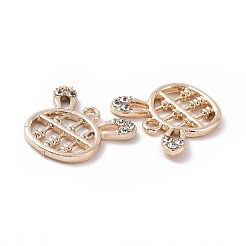 合金クリスタルラインストーンペンダント  クマの形のそろばんチャーム  ライトゴールド  15x16x1.5mm  穴：1.6mm&nbsp;ALRI-H004-29KCG